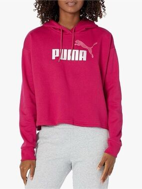 PUMA Women's Essential Metallic Logo Cropped Fleece Hoodie L A4 0269